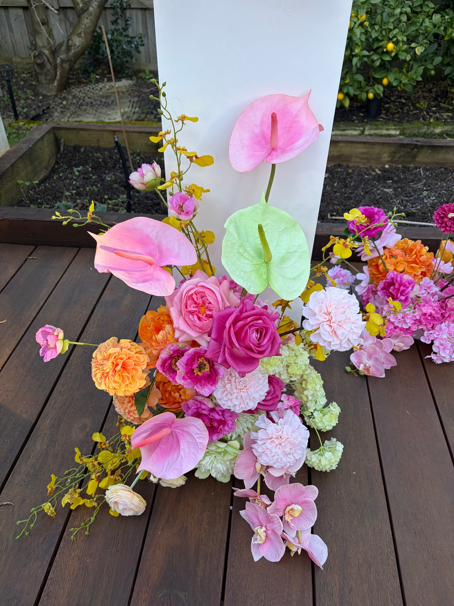 Wedding Flowers: Sorbet Soirée Plinth Arrangement (Vertical Style)