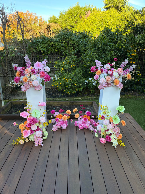 Wedding Flowers: Sorbet Soirée Plinth Arrangement (Vertical Style)